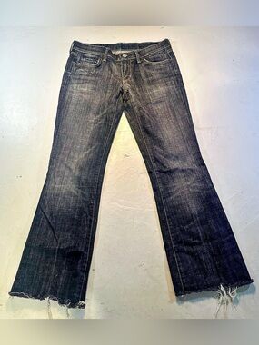 Citizens Of Humanity Dark Indigo Bootcut Jeans with Frayed Hem